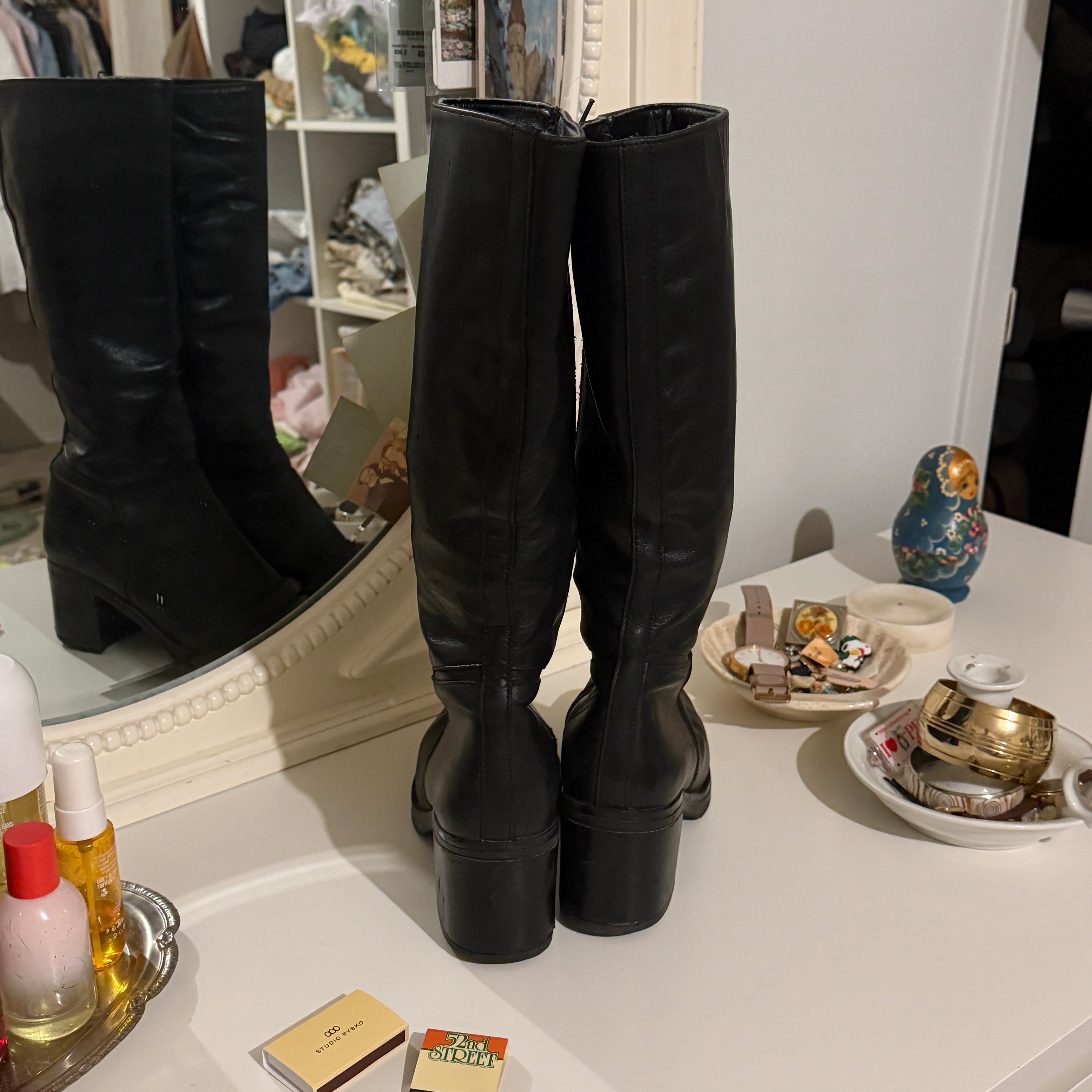 Hush Puppies Vintage Inspired Black Knee High Boots | Minimalist Riding Boots | Equestrian Style | Quiet Luxury Wardrobe Staple