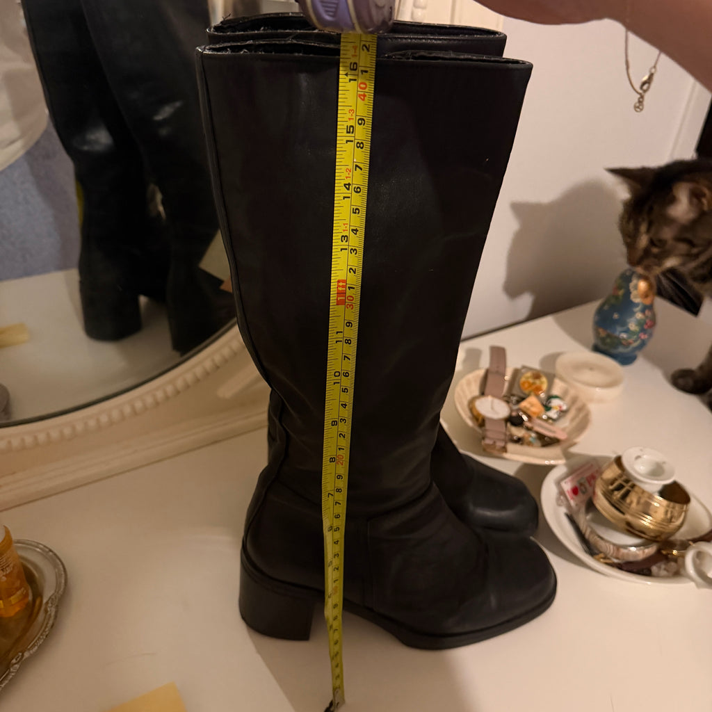 Hush Puppies Vintage Inspired Black Knee High Boots | Minimalist Riding Boots | Equestrian Style | Quiet Luxury Wardrobe Staple