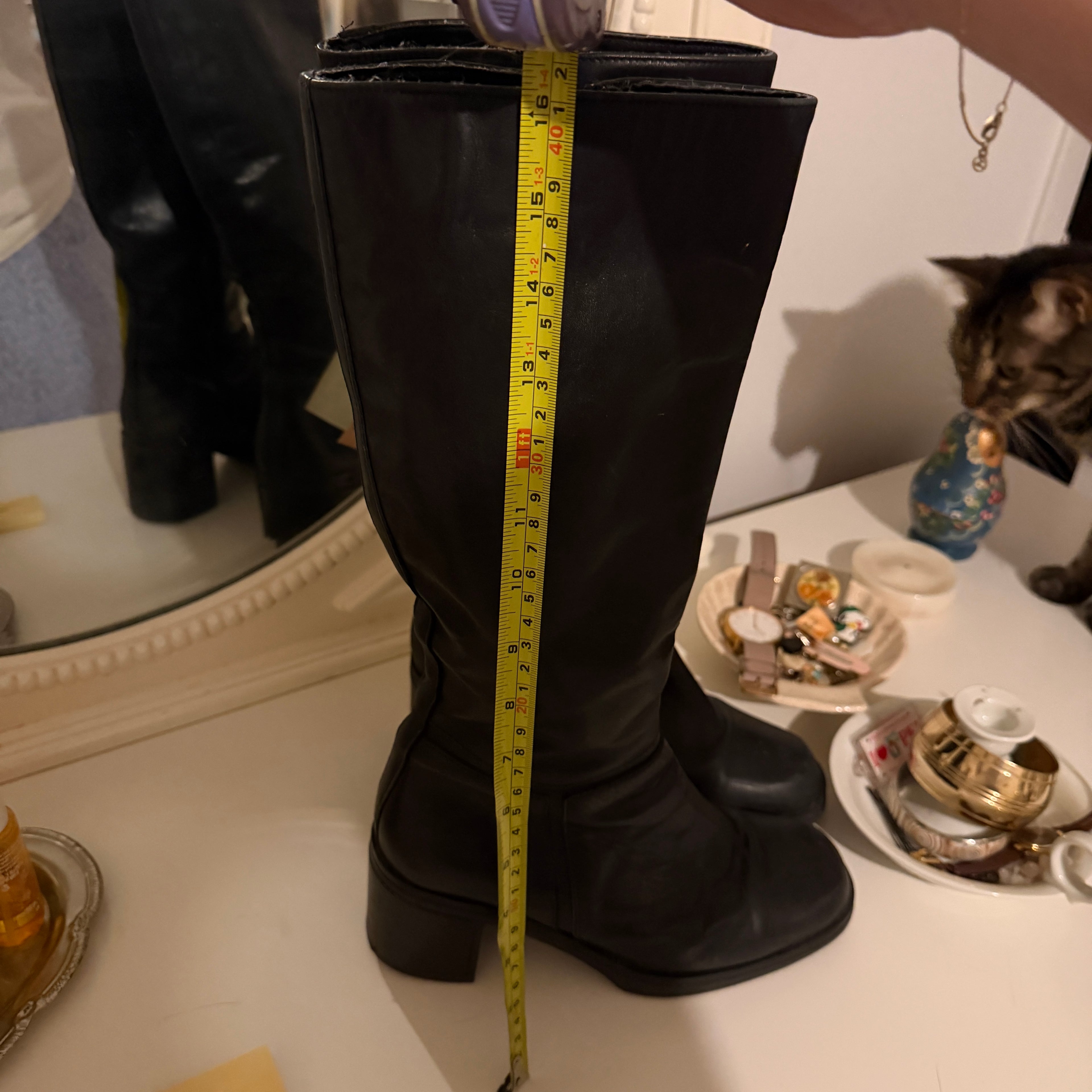 Hush Puppies Vintage Inspired Black Knee High Boots | Minimalist Riding Boots | Equestrian Style | Quiet Luxury Wardrobe Staple