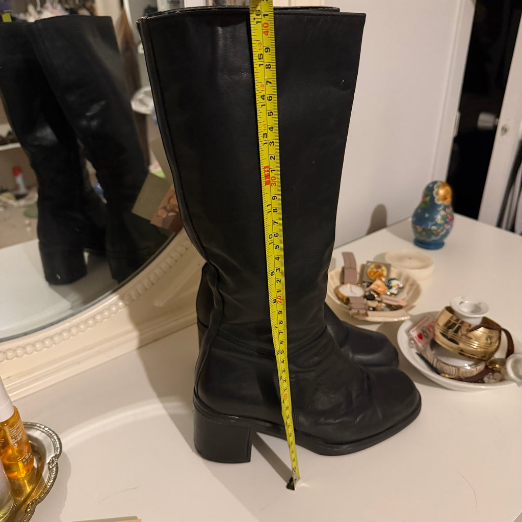 Hush Puppies Vintage Inspired Black Knee High Boots | Minimalist Riding Boots | Equestrian Style | Quiet Luxury Wardrobe Staple