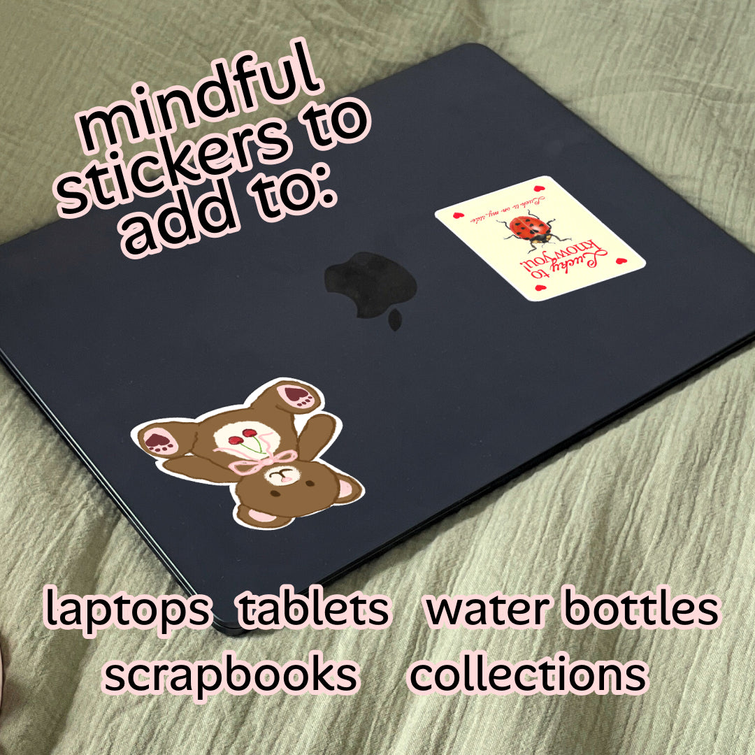 Bittersweet Bear Sticker – Vintage Teddy Bear with Cherry Charm, Cute Nostalgic Art. 3.17" x 3.54". Lettermail *untracked
