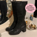 Hush Puppies Vintage Inspired Black Knee High Boots | Minimalist Riding Boots | Equestrian Style | Quiet Luxury Wardrobe Staple
