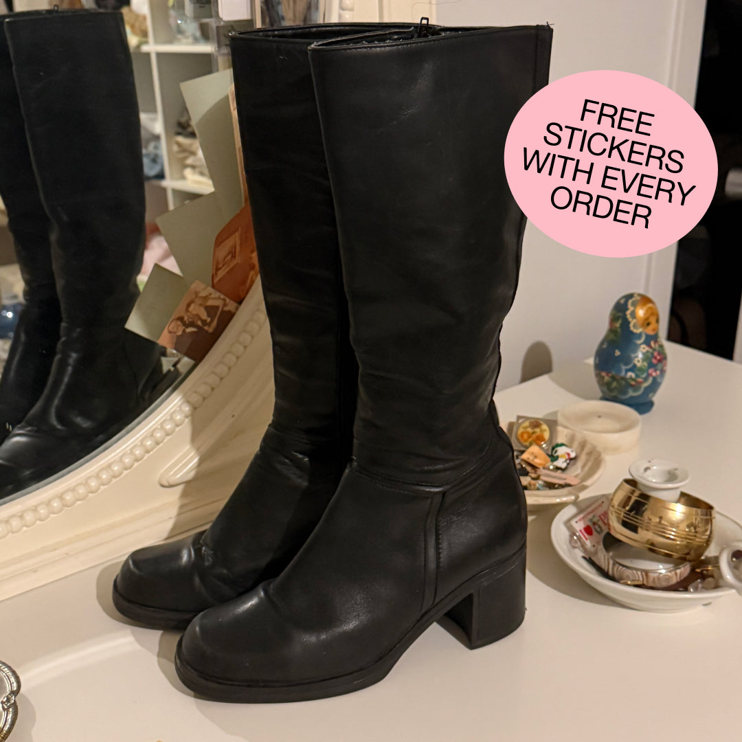 Hush Puppies Vintage Inspired Black Knee High Boots | Minimalist Riding Boots | Equestrian Style | Quiet Luxury Wardrobe Staple